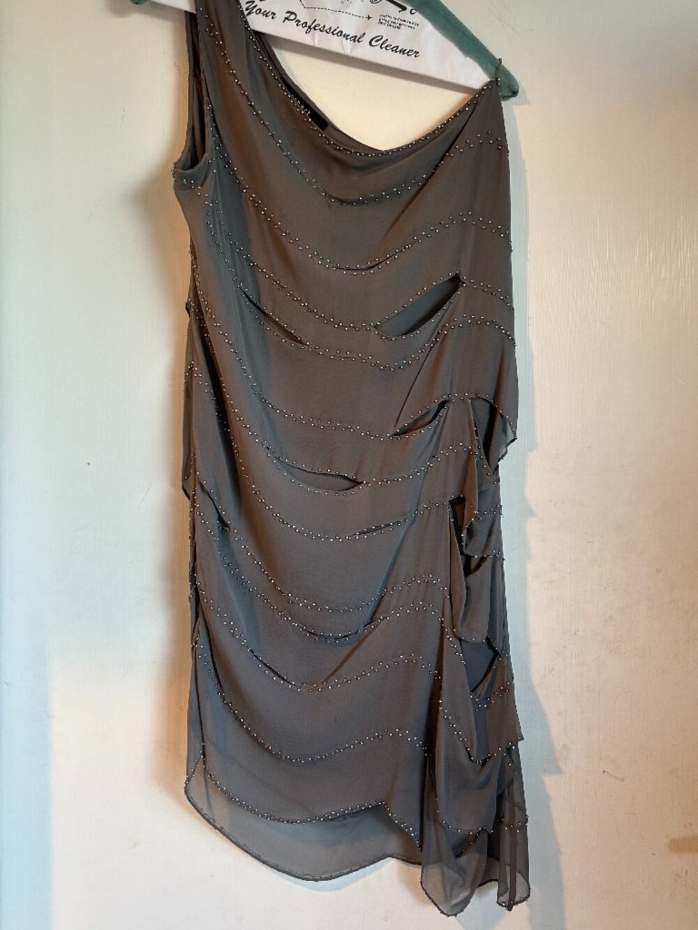 Robert Rodriguez - Grey Studded - One Shoulder Dress